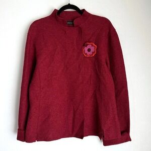 Alpaca 111 Women's Alpaca Wool Blend Button Up Jacket Collar Cape Coat Flower XL